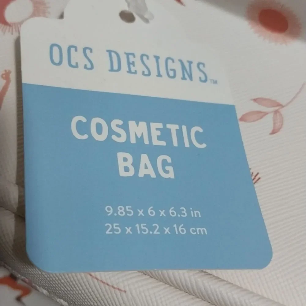 Large White Yoga Pattern Cosmetic Bag...NEW With Tag